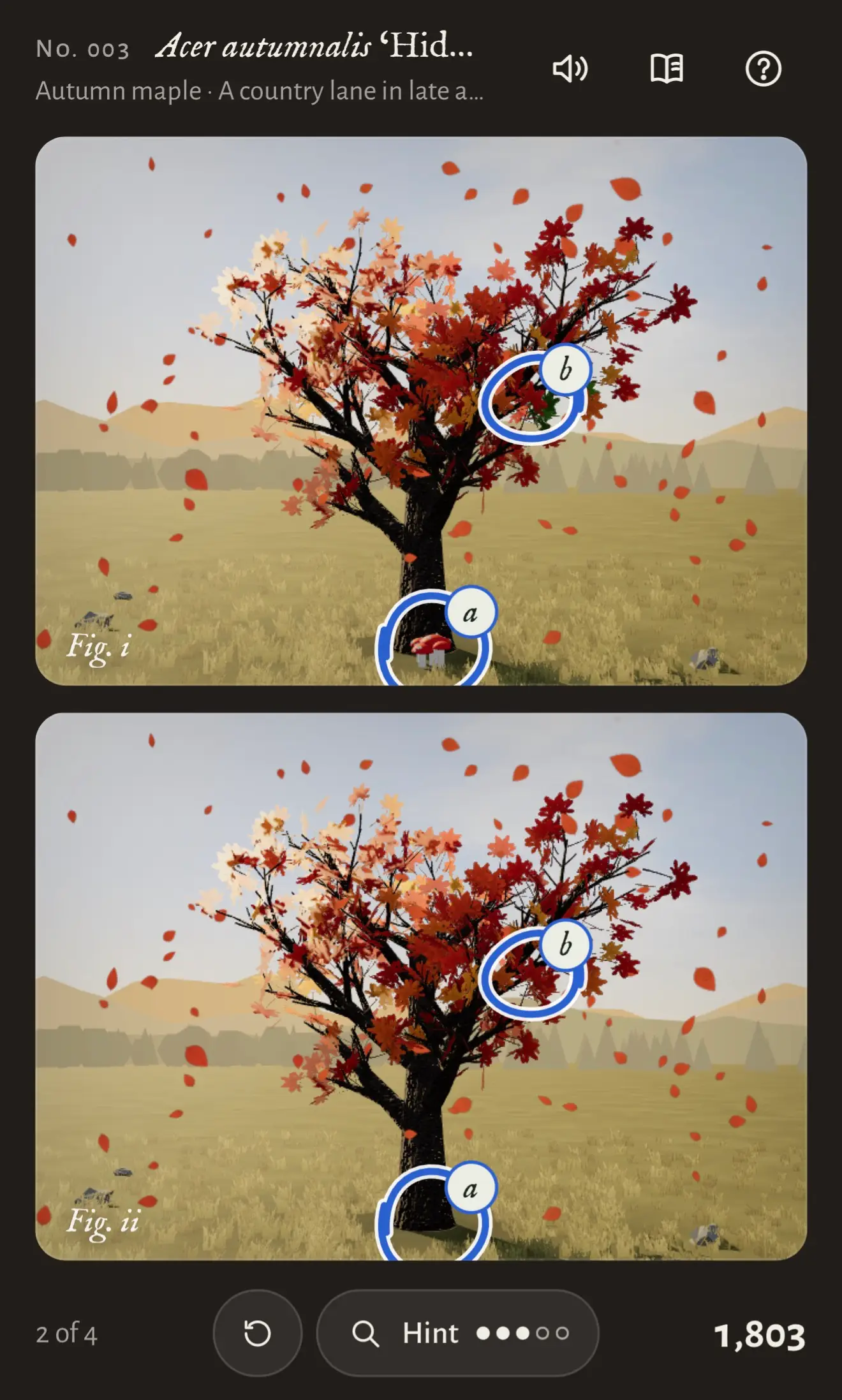 A screenshot from Tree Appreciator showing two algorithmically generated trees for comparison.